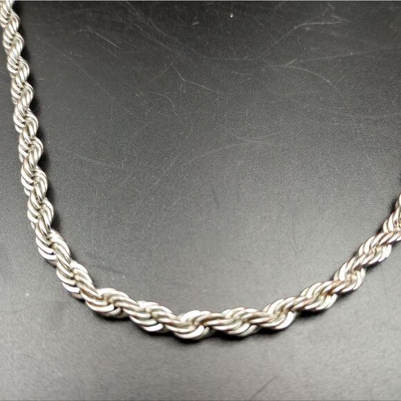 Twisted knot rope necklace silver plating over brass N239 - Picture 2 of 4
